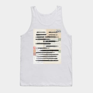 Antique Writing Pens on Old Postcards Tank Top